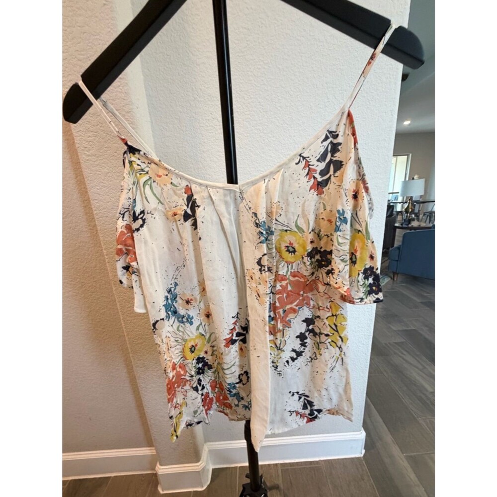 Joie Cream Adorlee Floral Spaghetti-Strap Off-Shoulder Top S